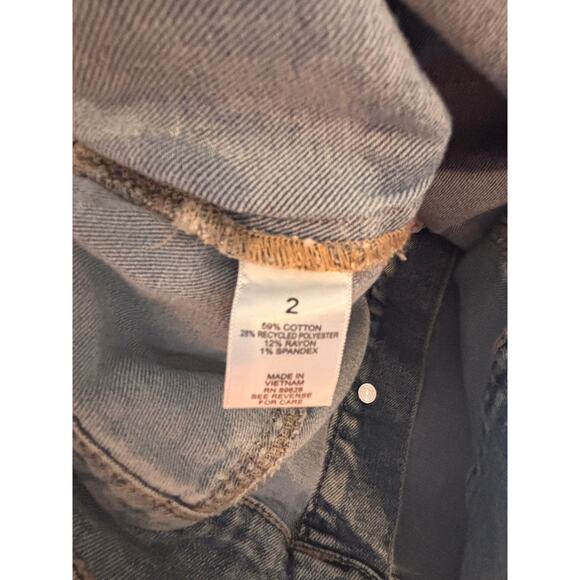 Logo Lori Goldstein Jean Jacket 3/4 Sleeve Raw Hem Distressed Ruffled Size 2 XS - Picture 5 of 7